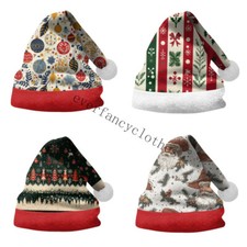 2024 Xmas Santa Hat 3D Print Novelty Christmas Party Hat for Adults Kids