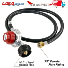 4FT 0-20PSI Propane Regulator Hose for Fire Pit,Turkey Fryer, Gas Cooker, Burner