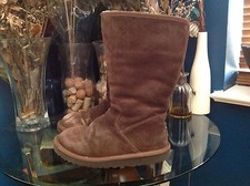 UGG Australia CHOCOLATE BROWN GIRLS Sunshine SUEDE SHEARLING BOOTS Size 3 5983