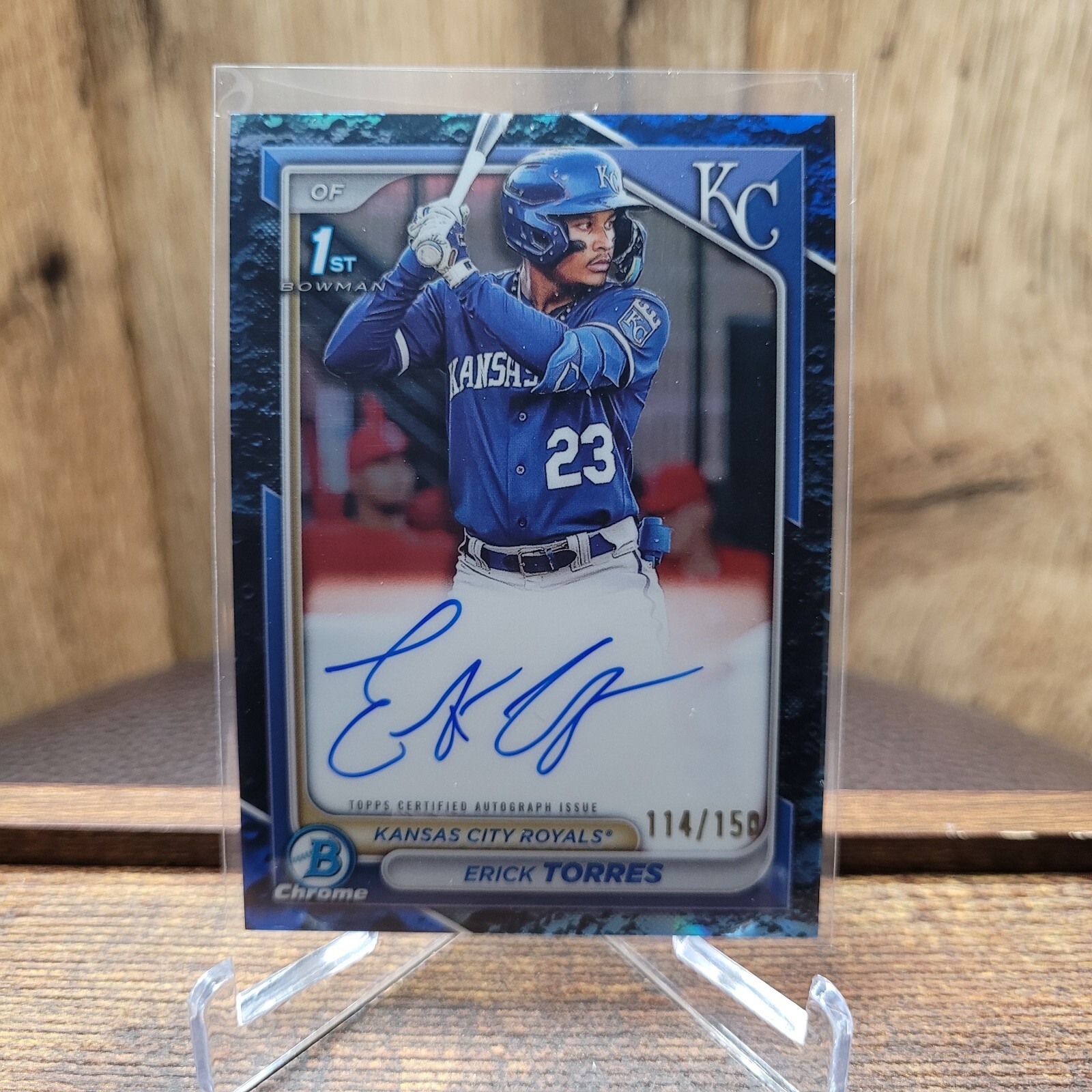 2024 Bowman Chrome Erick Torres 1st Bowman Blue Crater Prospect Auto 114/150