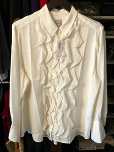 blouse with front ruffles