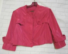 Ruby Cho Small Pink Polyester Hidden Front Button Collarless Long Sleeve Jacket