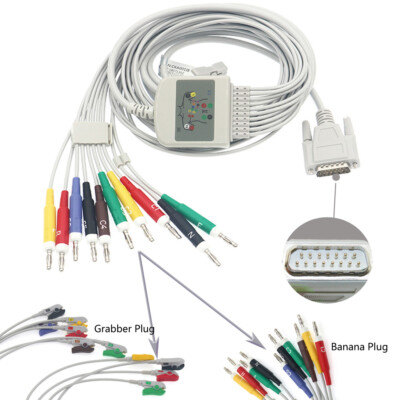 15Pin EKG/ECG Cable Fit For Nihon Kohden  ECG-1250A ECG-9620 ECG-9620L