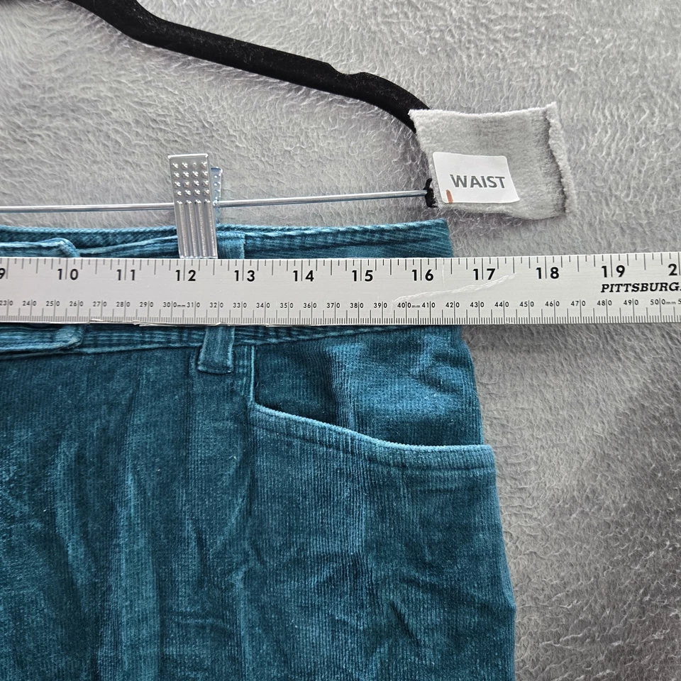 Dressbarn Women Pants 12 Teal Corduroy Button 30" Inseam Cotton Spandex - Image 4 of 4