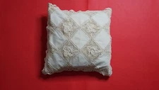  2 LINEN LACE CUSHION COVER  BEIGE COLORED 24 inches x 24 inches handmade