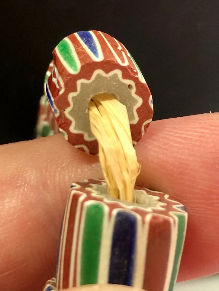 20" Striped Chevron Slices, Red, White, Green & Blue Trade Beads, 12x12 avg - Image 3 of 4