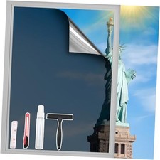 One Way Privacy Window Film with 4 Tools, Static 17.5Inch 78.7Inch Black-silver