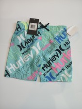 Hurley Boys Swim Trunks 4T Multicolor Logo Board Shorts New With Tags