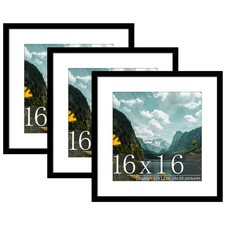 16x16 Picture Frame 3 Pack, Black Poster Frame, Display Poster 12 x 12 with M...