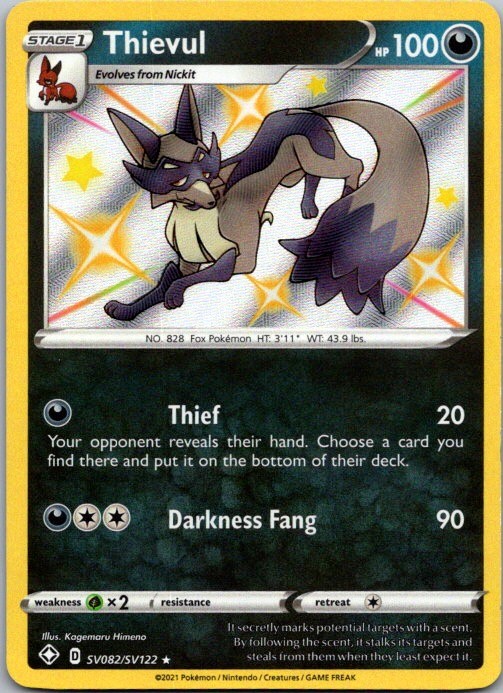 Thievul SV082/SV122 Shining Fates: Shiny Vault Shiny Holo Rare Darkness NM