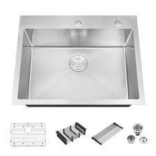 28''L x 22''W Drop in Single Bowl Kitchen Sink Scratch-Resistant Nano Finish