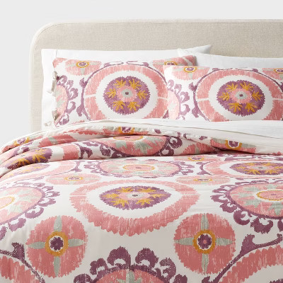 Threshold Duvet Set Cotton Sateen Boho Corner IvoryOrangePlum RedMustard King 4090₽