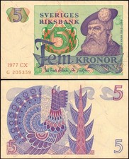 SWEDEN - Sweden 5 kronor 1977 XF