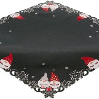 Tischdecke Weihnachten 85X85 Mitteldecke Bestickt TischwäSche Wichtel Anthrazit