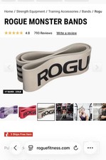 Rouge fitness Silver Resistance Band - 225lb Resistance - Gym Strength Training