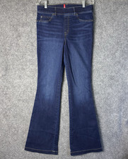 Spanx Jeans Women's Large Dark Midnight Blue Flare Pull On Tummy Control 20327R