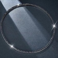 3MM Tennis Necklace 14K Black Gold Plated 13Ct Round Lab Created Black Diamond