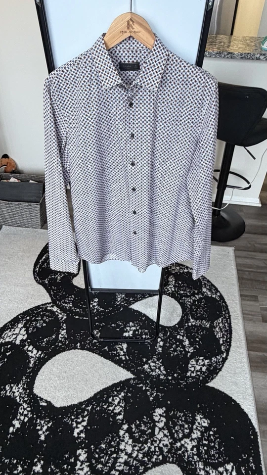 Camisa de manga larga para hombre Prada (patrón geométrico azul/rojo) talla 42/16,5 Foto 4 de 4