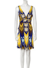 Tory Burch Silk Ikat Print Plunge Mini Dress Women’s XS