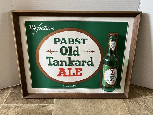 (VTG) 1970s Pabst Beer Old Tankard Ale 3-D Bottle Sign Game Room Man Cave Bar