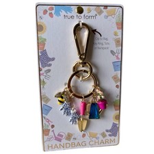 Botanical Bee Flower Plant Lover Gardening Keychain Bag Charm - True to Form