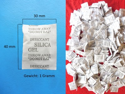 30 Tüten je 1 Gramm (40 mm x 30 mm) Silica Gel * Salz Trockenmittel Feuchtigkeit