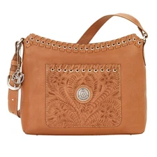 American West Womens Harvest Moon Natural Tan Leather Handbag Bag OS