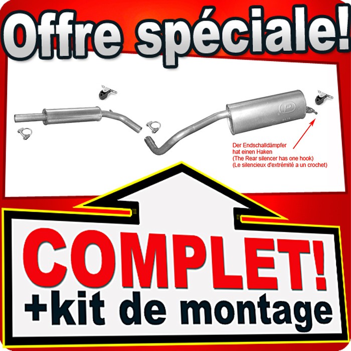 Échappement Seat Ibiza IV 1.4 avec réduction sonore et acier traité