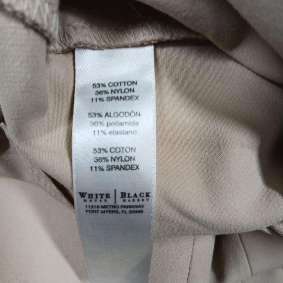 Pantalones White House Black Market para mujer 12 beige ajustados al tobillo elásticos oficina carrera Foto 4 de 4