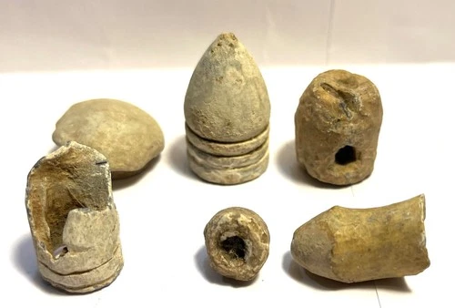 6 CIVIL WAR BULLETS BLOWOUT CARVED MUSHROOM SINKER VICKSBURG