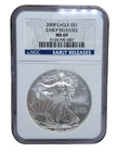 NGC MS 69 Early Releases 2008 W West Point American Silver Eagle $1 Coin