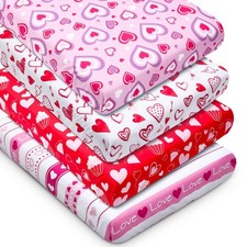 4 Pcs Valentines Day Crib Sheets for Baby Boys Girls - 52'' x 28'' Love Heart...