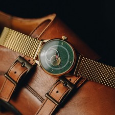 Raketa Copernicus Green 1990s Vintage Moon Dial, Handmade Minimalist Edition