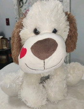 Dan Dee Collectors Choice 14" Cream Heart Face Puppy Dog Sitting Stuffed Animal