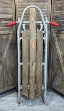 Vintage MCM Duralite Racer Aluminum Wood Snow Sled Power Steering 48" Length