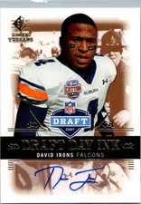David Irons 2007 SP Rookie Threads Autograph/Signed/Auto #DDI-DI Falcons Card. rookie card picture