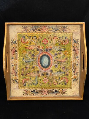 Vintage Footed Wood Serving Tray by Robert M. Weiss - Made in Peru