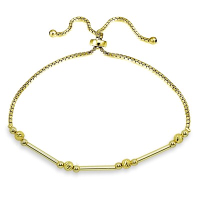 Stab Diamantschliff Perlen verstellbar Kette vergoldet Sterlingsilber Bolo Armband