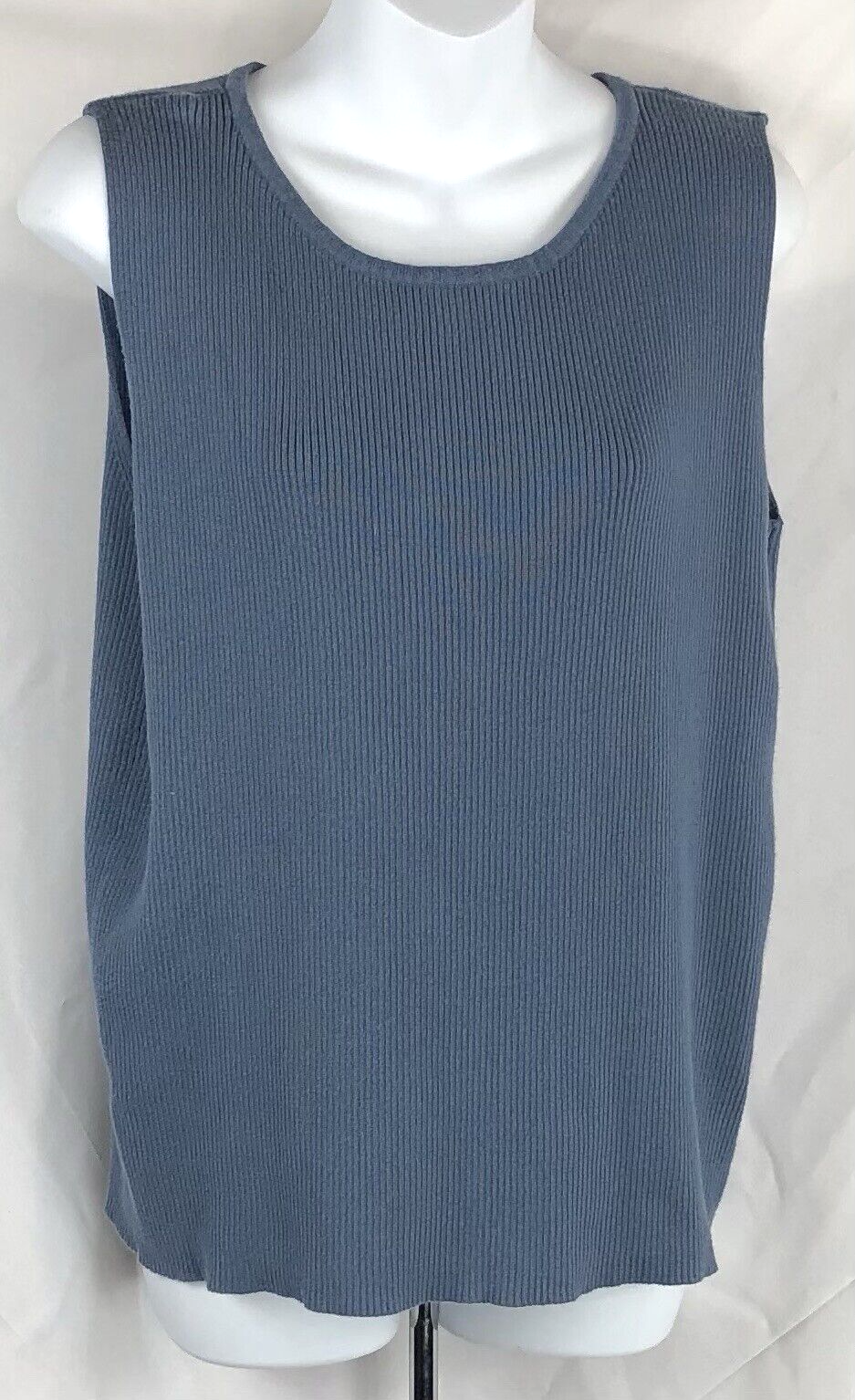 Charter club sleeveless ribbed cotton knit Tank top XL Blue Pullover Coastal