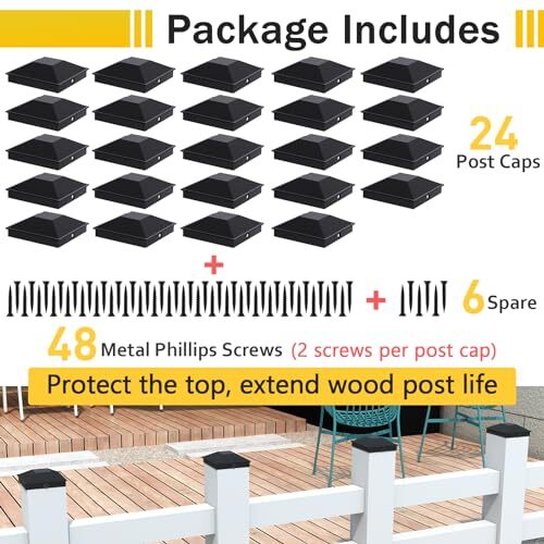 Paquete de 24 tapas de postes de cerca de 4x4 pulgadas para exteriores proteger postes de madera - Imagen 7 de 7