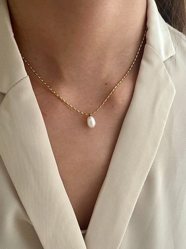 Damen Süßwasserperle Halskette 18k vergoldet Edelstahl Silber Frauen Wasserfest - Bild 11 von 13