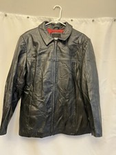 90’s Mossimo L 100% Genuine Leather Jacket Black Motorcycle Biker Chic Zip Up