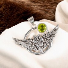 Sterling Silver Peridot Stone Artisan Sister Engagement Birthday Pendant Jewelry