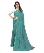 New Indian Georgette Saree With Unstitched Blouse Party Wedding Wear For women