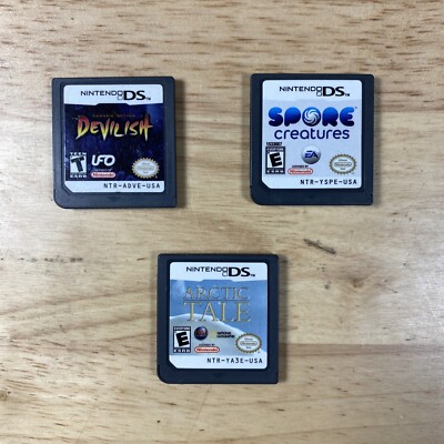 Lot of 3 Nintendo DS Games: Spore Creatures - Arctic Tale - Devilish