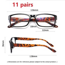 11PK Women Rectangular Frame Blue Light Blocking Reading Glasses Readers Men New
