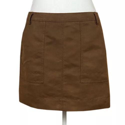Hinge Mini Skirt Size S Brown Faux Suede Pockets Lined