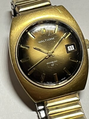 VINTAGE Waltham Swiss AUTOMATIC 17 Jewels Incabloc Date Bronze