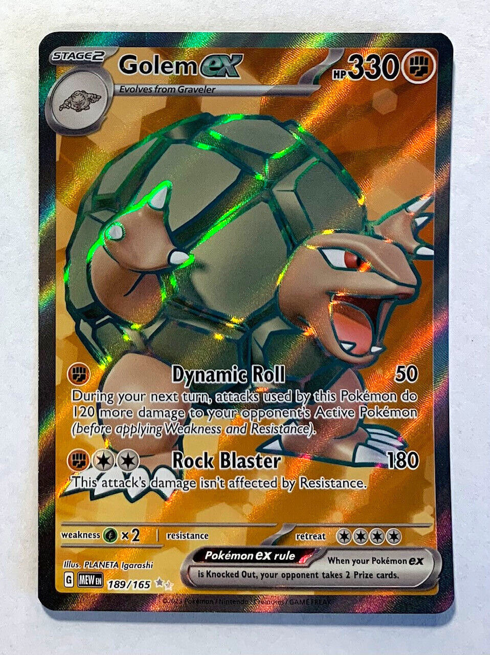 Pokemon 151 ENGLISH - GOLEM EX - ULTRA RARE FULL ART - 189/165 - NM/M