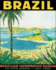 POSTER BRAZIL RIO DE JANEIRO BAY VIEW TRAVEL TOURISM VINTAGE REPRO FREE S/H